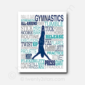 Boy's Gymnastics Poster: Customizable Gymnast Art Print image 1