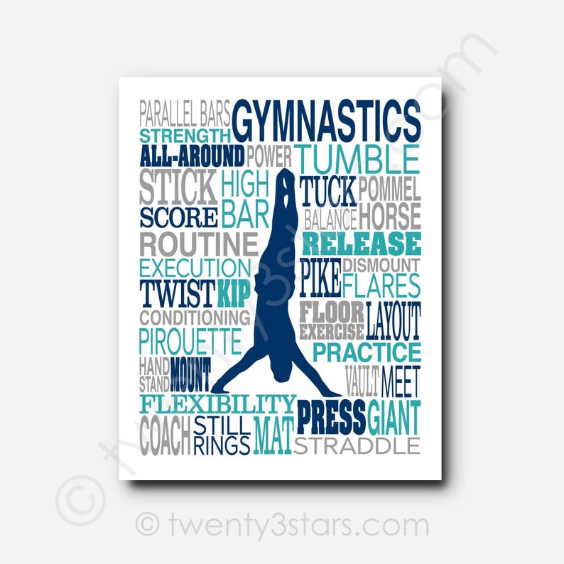 Boy's Gymnastics Poster: Customizable Gymnast Art Print image 1