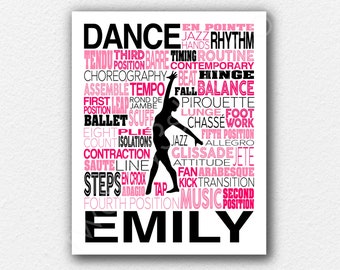 Dance Typography Poster, Gift for Dancer, Dance Team Art, Dance Team Gift, Dance Coach Gift, Dance Teacher Gift, Dance Poster, Dancer Gift