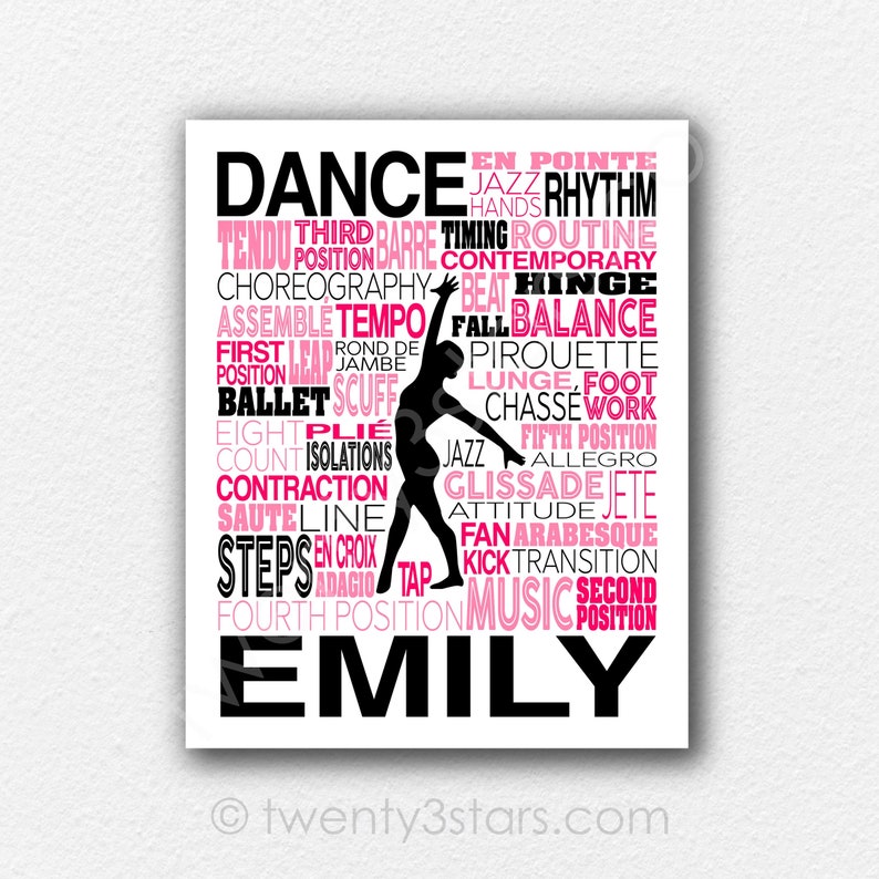 Dance Typography Poster, Gift for Dancer, Dance Team Art, Dance Team Gift, Dance Coach Gift, Dance Teacher Gift, Dance Poster, Dancer Gift image 1