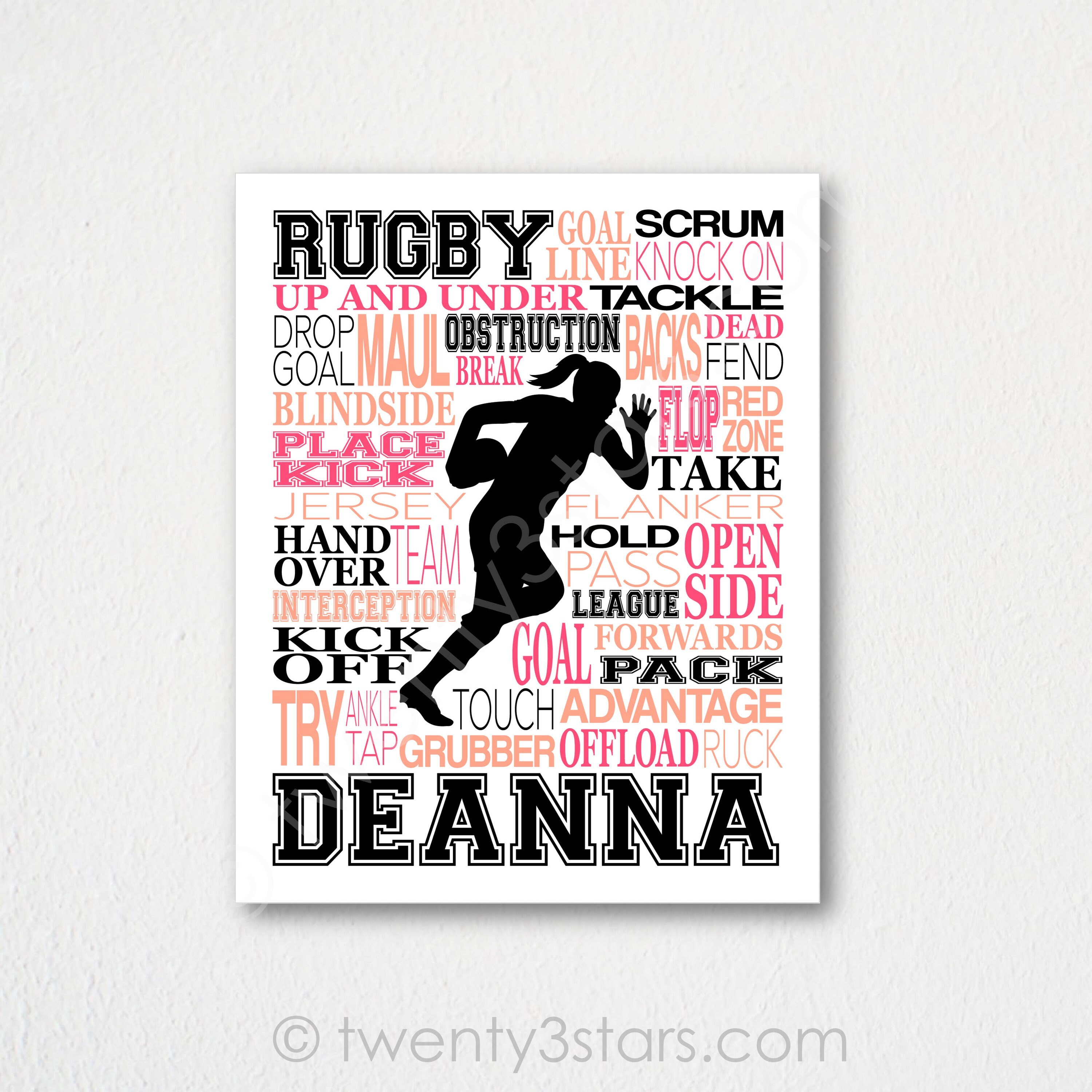 Tag Rugby Typography Personalized Rugby Typography Art Print: Custom Team Colors - Etsy