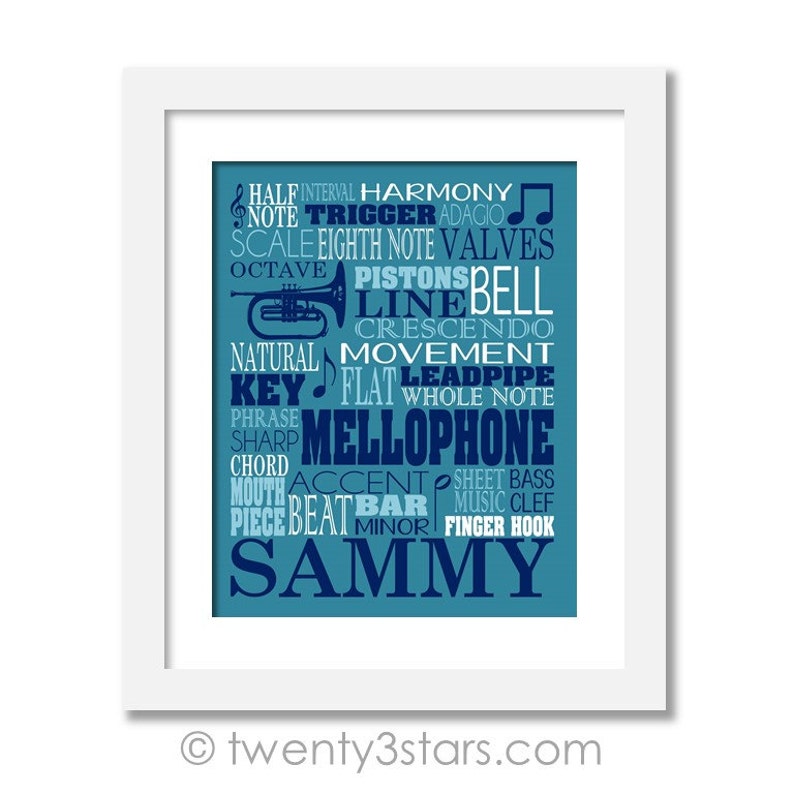 Mellophone Typography Poster Mellophone Player Gift Etsy