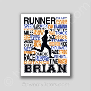 Custom Running Typography Art: Marathon Runner Gift