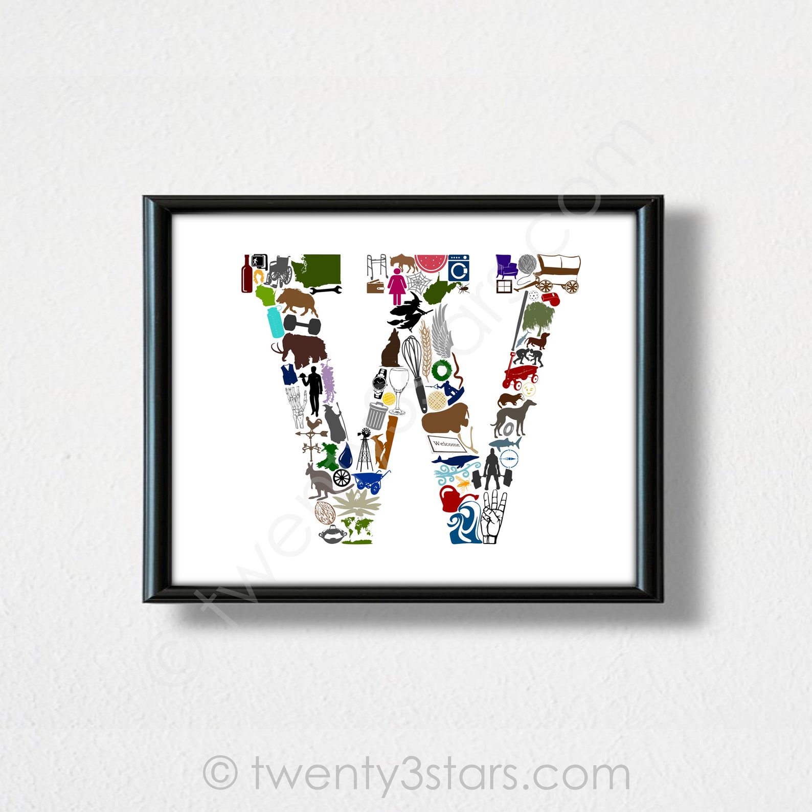 Letter W Wall Art: Custom Nursery or Wedding Print - Etsy