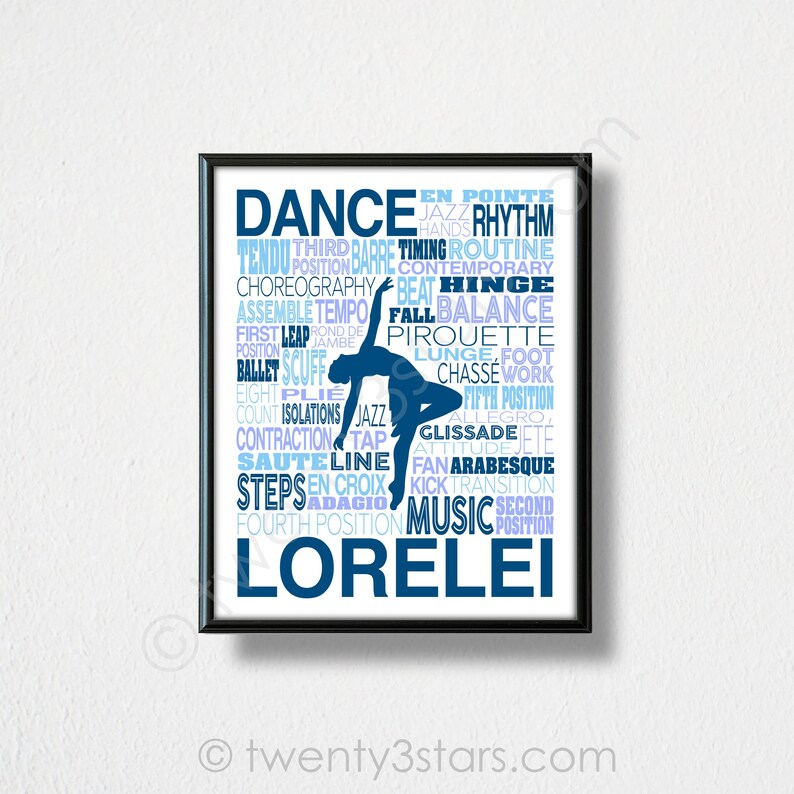 Dance Typography Poster, Gift for Dancer, Dance Team Art, Dance Team Gift, Dance Coach Gift, Dance Teacher Gift, Dance Poster, Dancer Gift image 6