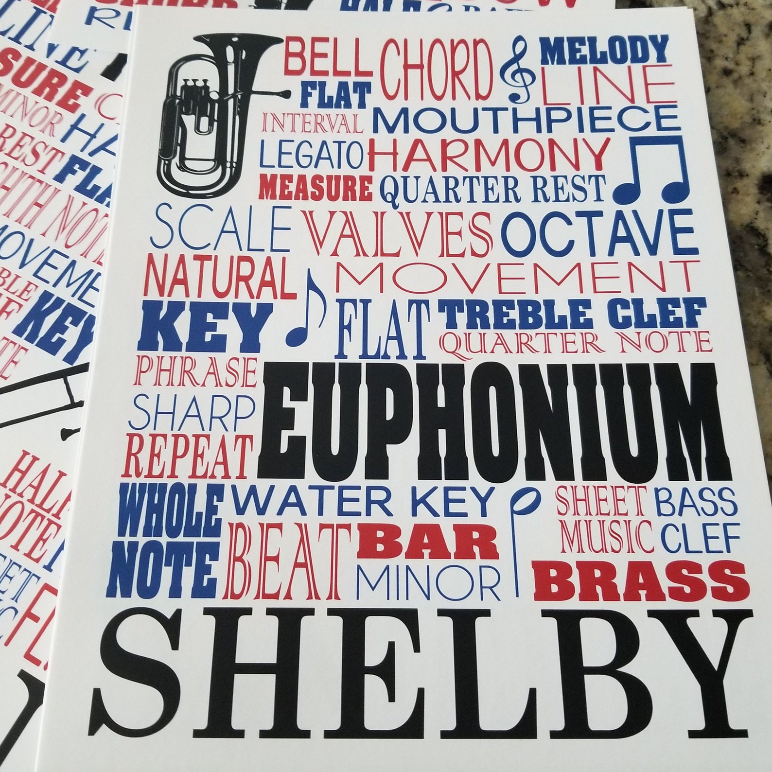 Euphonium Typography Poster Euphonium Player Gift Euphonium Etsy