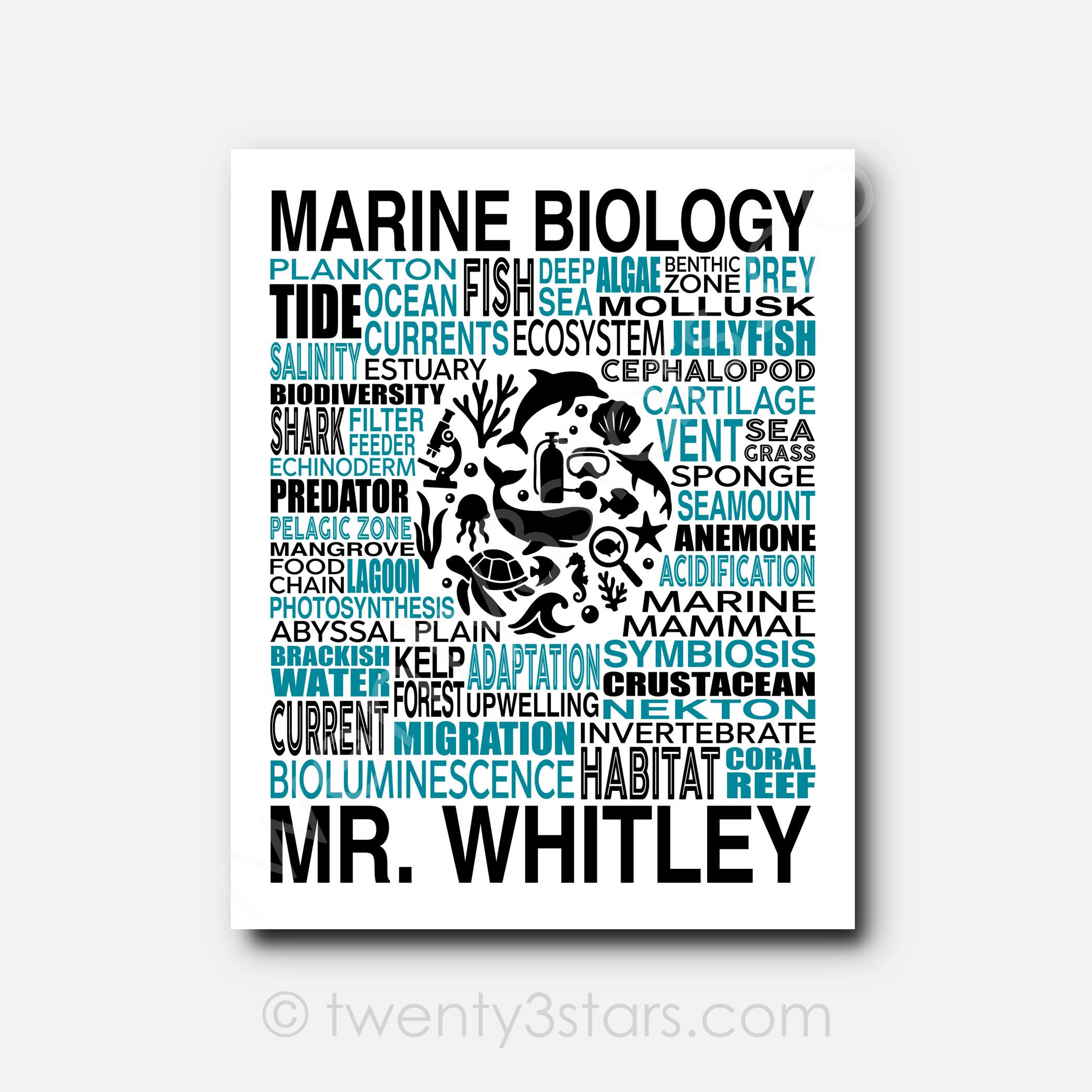 Custom Marine Biology Teacher Poster: Ocean Science Word Art - Etsy