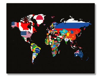 All Flags Of The World Map 24x32 20x27inch Silk Poster Cool Gifts Art Print 