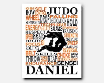 Custom Judo Word Art Poster: Martial Arts Gift for Sensei