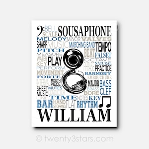 Sousaphone Word Art Print: Custom Marching Band Gift