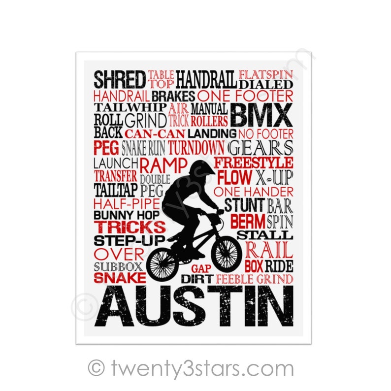 BMX Word Art Gift for Bicycle Motocross Rider BMX Gift Bmx Etsy