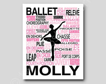 Personalized Ballet Typography Art Print: Ballerina Gift