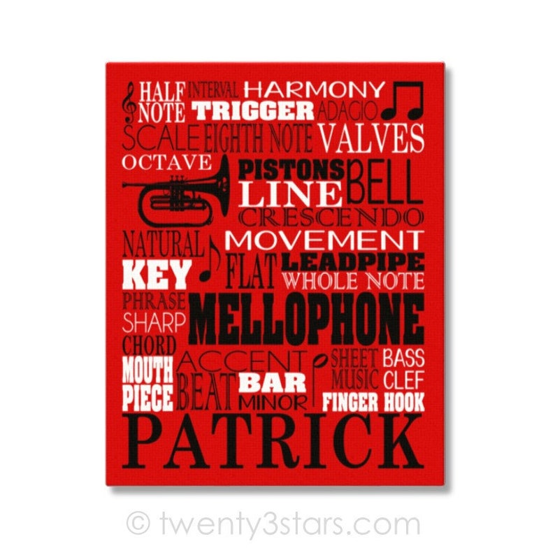 Mellophone Typography Poster Mellophone Player Gift Etsy