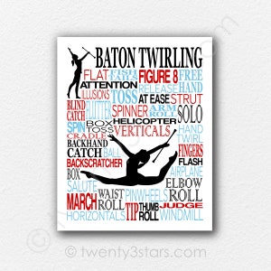 Custom Baton Twirling Word Art: Team/Coach Gift