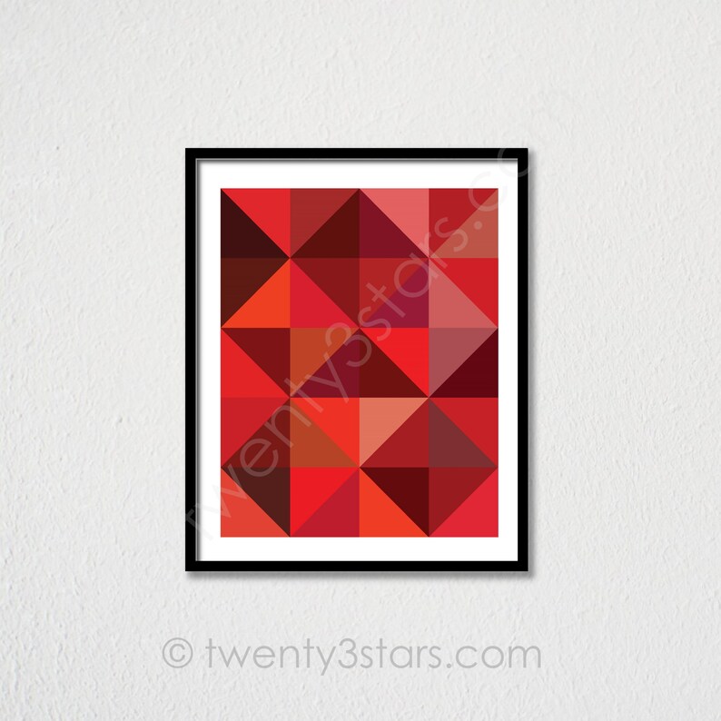 Rottone Dreiecke Poster Rote Geometrische Wandkunst Dreieck Etsy