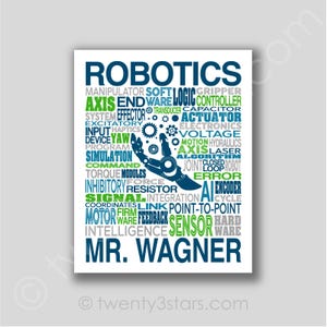 Robotics Teacher Word Art Poster: Custom STEM Engineering Gift