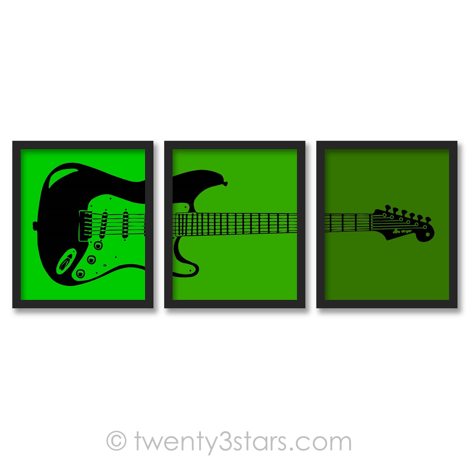 Electric Guitar Poster Art Prints Guitar Wall Triptych Etsy