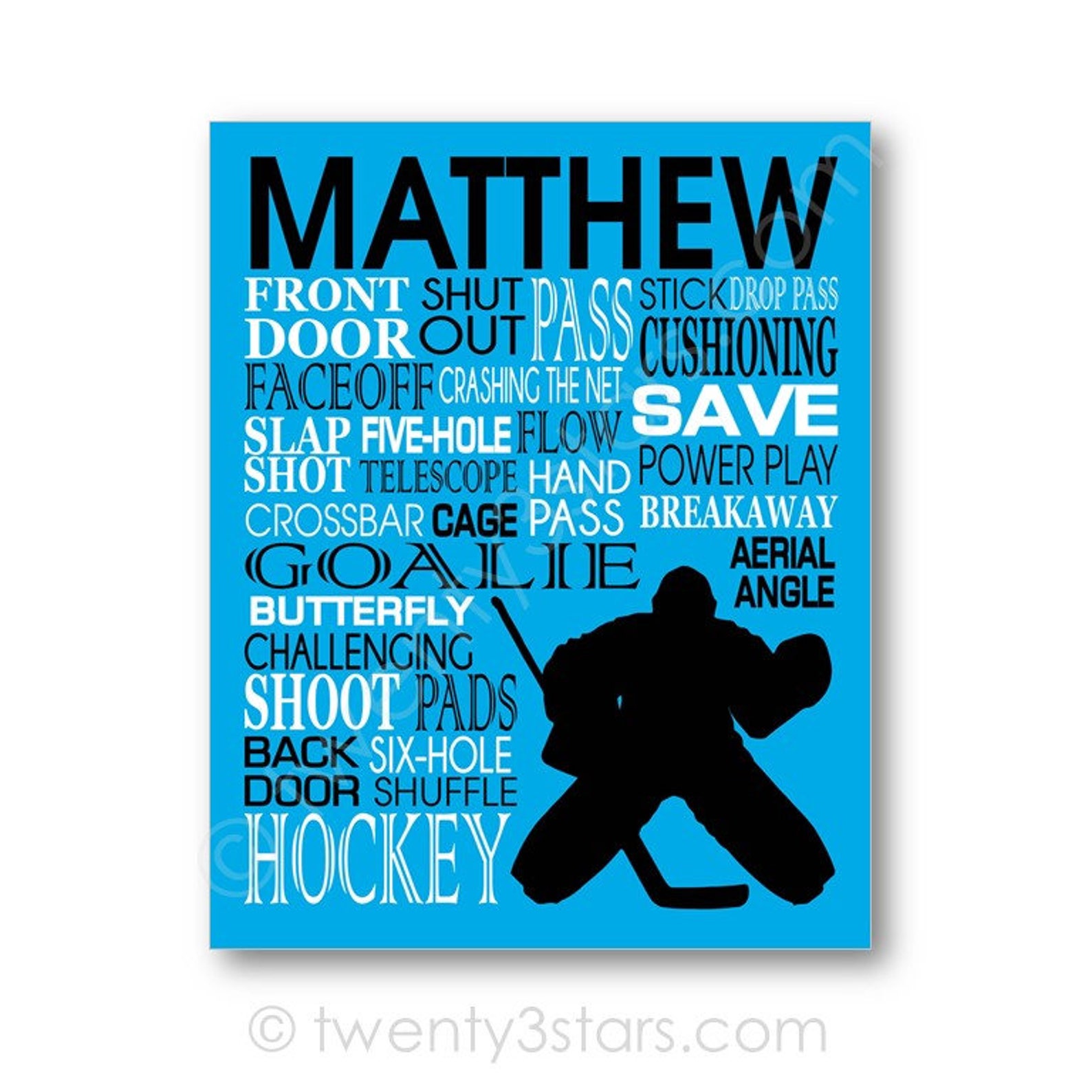 Hockey Typography Poster Print Hockey Team Gift Personalized Etsy