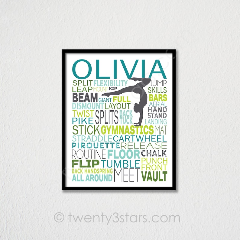 Personalized Gymnastics Poster, Gymnastics Typography, Gymnast Gift, Gift for Gymnasts, Gymnastic Team Gift, Gymnastic Art, Gymnast Print 画像 8