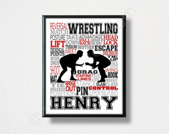 Wrestling Gift, Wrestler Poster Art, Wrestling Art, Personalized Wrestler Poster, Wrestling Team Gift, Wrestling Coach Gift, Wrestler Poster