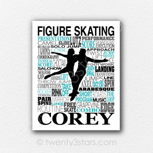 Ice Skating Pairs Poster - Personalized Silhouettes and Colors
