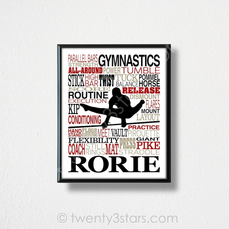 Boy's Gymnastics Poster: Customizable Gymnast Art Print image 8