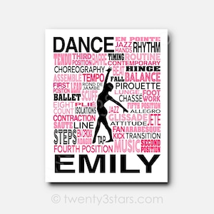 Custom Dance Typography Poster: Dancer Gift, Team Art
