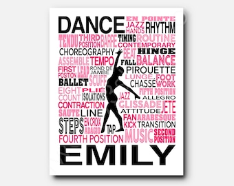 Custom Dance Typography Poster: Dancer Gift, Team Art