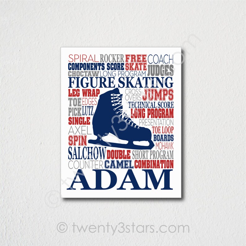 Boy's Figure Skating Word Art Poster Figure Skater Art Etsy