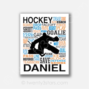 Hockey Goalie Poster: Custom Colors & Name (Team or Coach Gift)