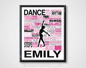 Dance Typography Poster, Gift for Dancer, Dance Team Art, Dance Team Gift, Dance Coach Gift, Dance Teacher Gift, Dance Poster, Dancer Gift