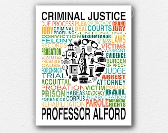 Criminal Justice Typography Poster, Law School Wall Art, Lawyer Word Art, Forensics Poster, Gift for Law Enforcement, Criminology Word Art