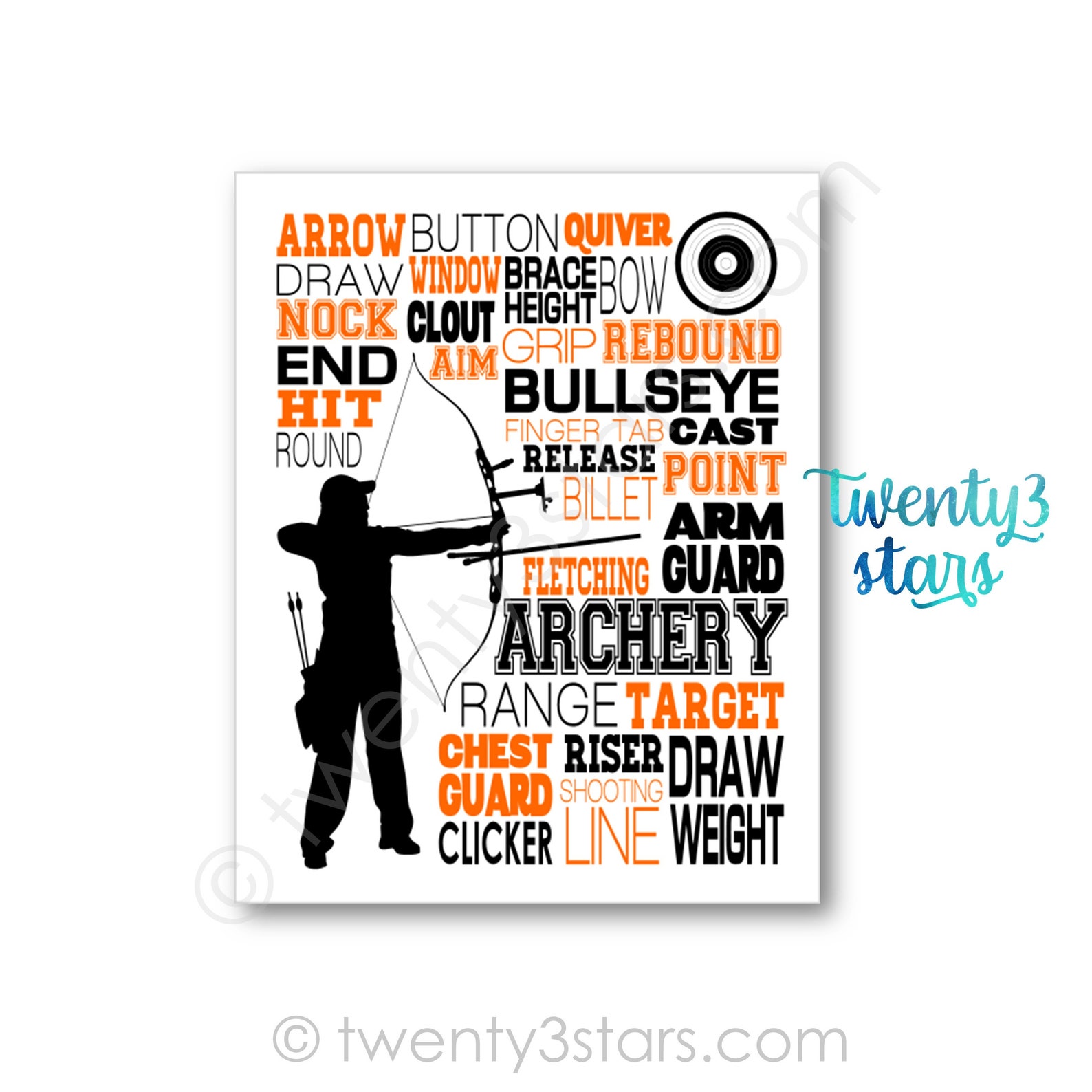 Archery Word Art Poster Gift for Archer Archery Art Print Etsy