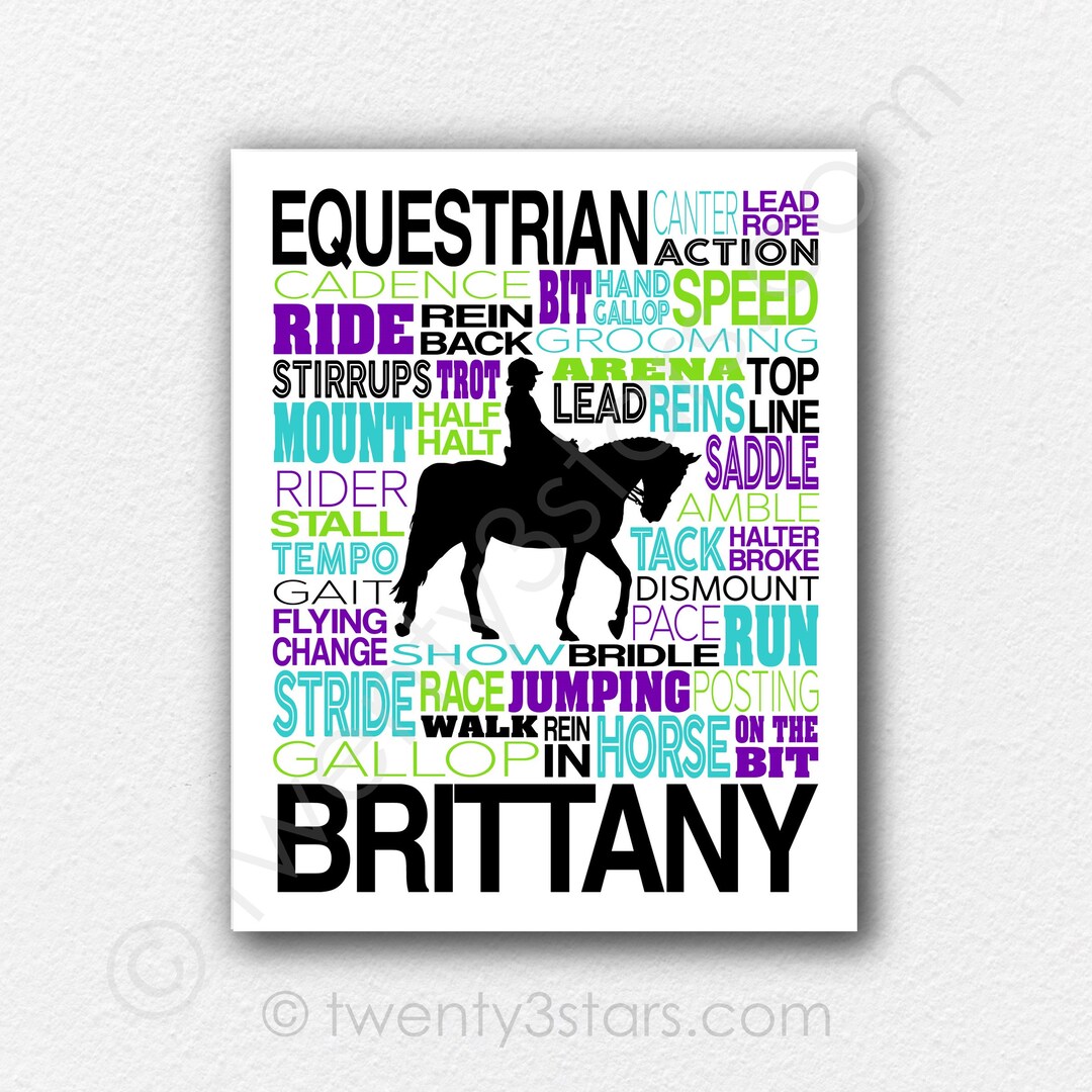 Custom Equestrian Word Art Print: Horse Riding Gift - Etsy