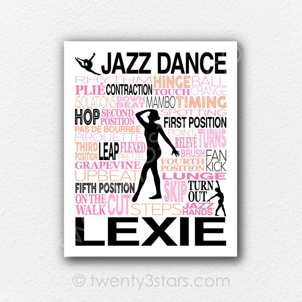 Jazz Dance Typography Poster Personalized Jazz Dancer Art Jazz Teacher Gift Jazz Team Gift Jazz Dancer Gift Jazz Dance Poster Jazz Art