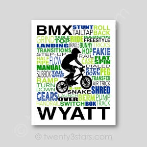 BMX Word Art, Gift for Bicycle Motocross Rider, BMX Gift, Bmx Bike Typography, Motocross Art, Motorcross Print, Bmx Bike Word Art, Bmx Gifts