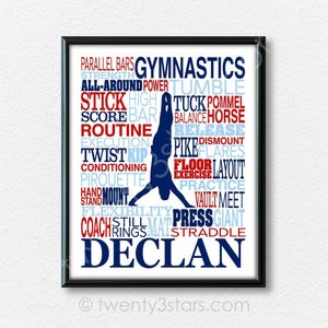 Boy's Gymnastics Poster: Customizable Gymnast Art Print image 5
