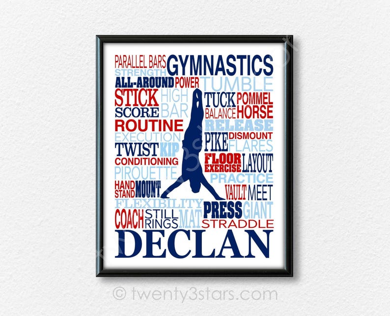 Boy's Gymnastics Poster: Customizable Gymnast Art Print image 5