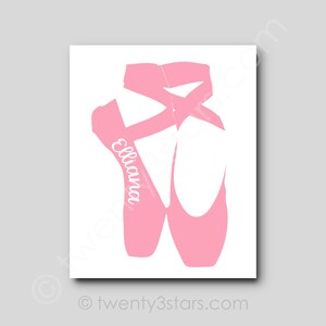 Personalized Ballerina Name Art Print: Custom Ballet Slippers Poster