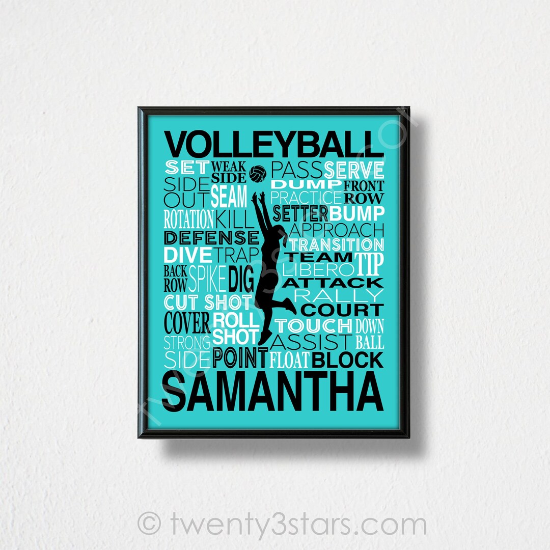 Custom Volleyball Poster Volleyball Word Art Volleyball Team Etsy