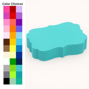 May include: A stack of turquoise-colored, scalloped-edge cards. The cards have a decorative shape and are neatly stacked. A color chart with various color options is displayed on the left side of the image, with the text "Color Choices" at the top.