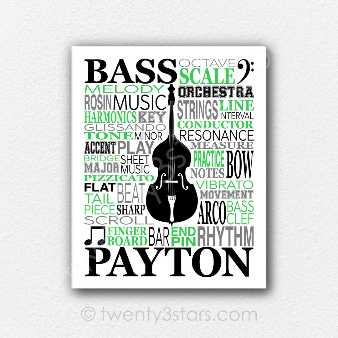 Bass Typography Bass Typography Poster, Basist Wall Art, Bass Player Gift, Bass Poster ...