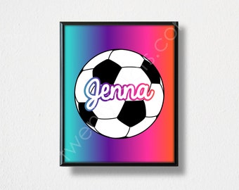Soccer Ball Name Poster, Soccer Player Gift, Soccer Name Art, Soccer Name Poster, Custom Soccer Art, Soccer Team Gift, Soccer Coach Gift