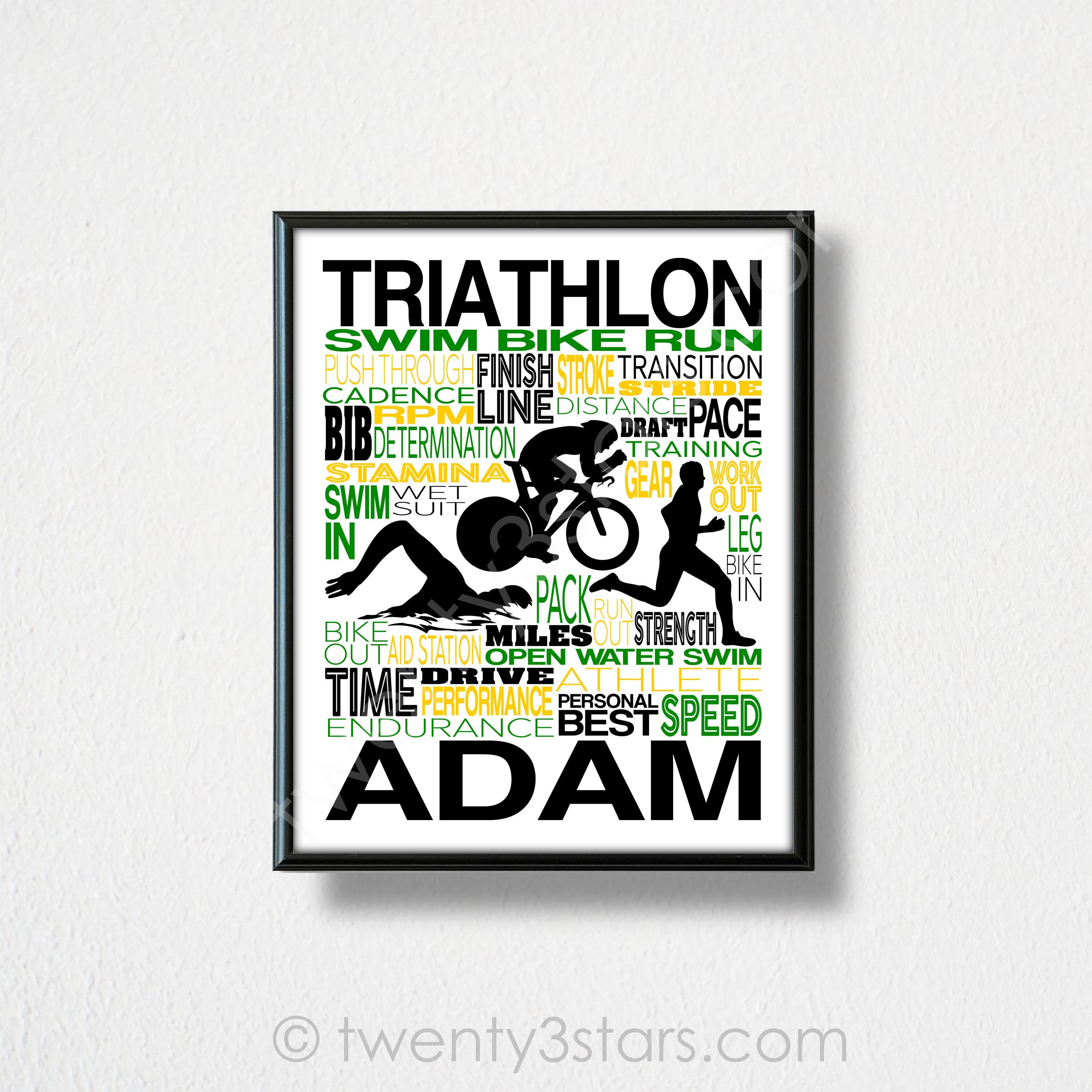 Custom Triathlon Poster Triathlon Poster Gift for Etsy