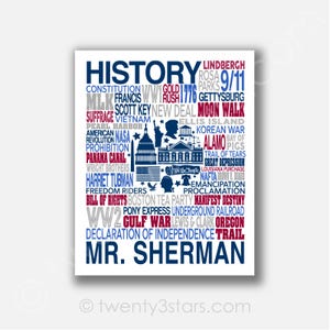 Custom History Word Art Print: Gift for History Teacher