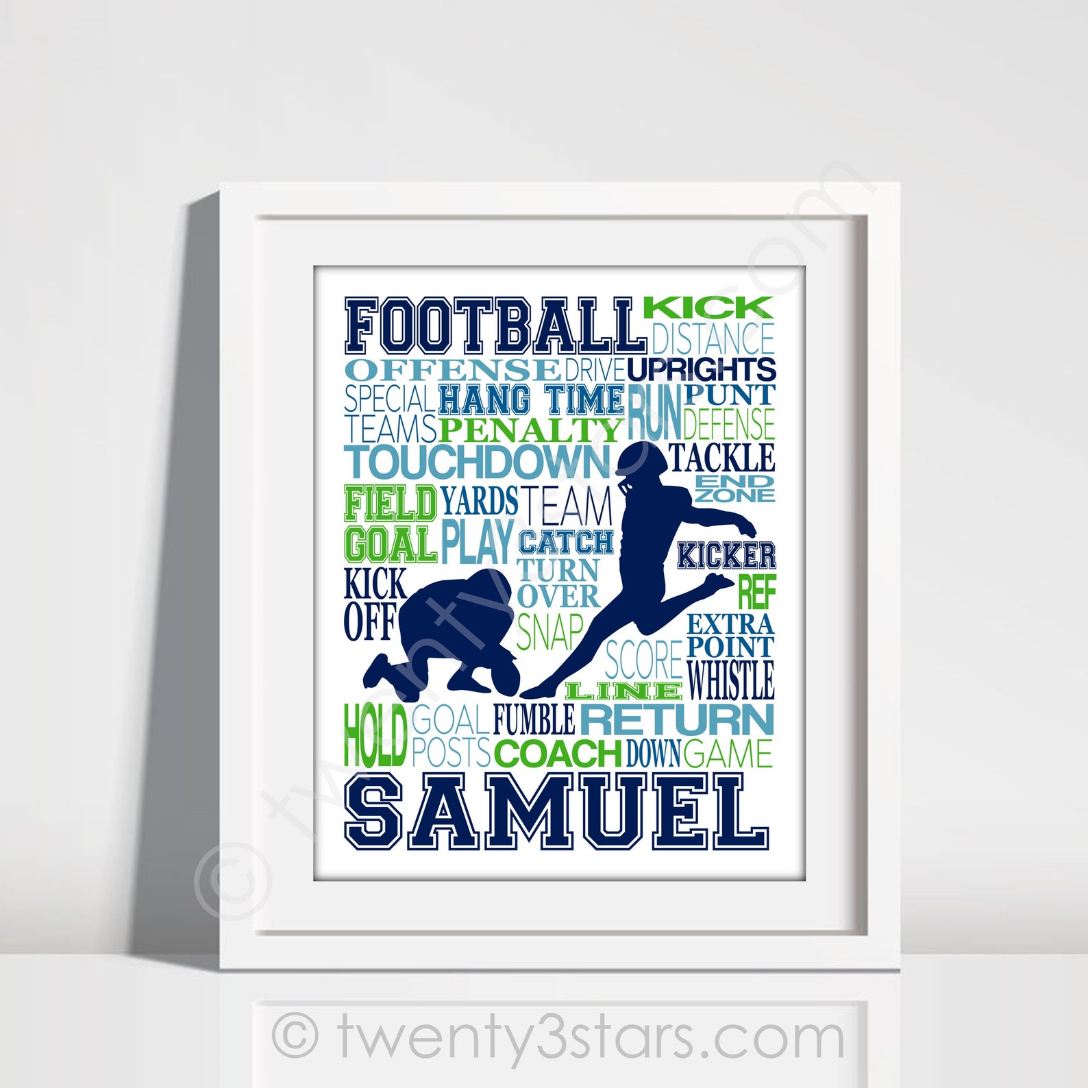 Football Kicker Art, Football Typography Poster, Football Team Gift