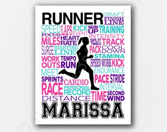 Custom Running Poster, Personalized Runner Poster, Gift for Track Runner, Women's Running Team Gift, Running Coach Art, Custom Runner Poster