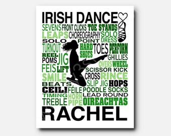 Irish Dance Poster: Custom Colors and Name (Personalized Wall Art)