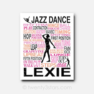 Personalized Jazz Dance Art Print: Custom Typography, Dancer Gift image 1