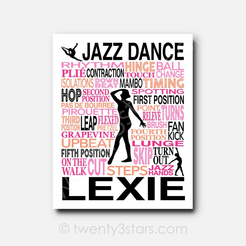 Personalized Jazz Dance Art Print: Custom Typography, Dancer Gift image 1